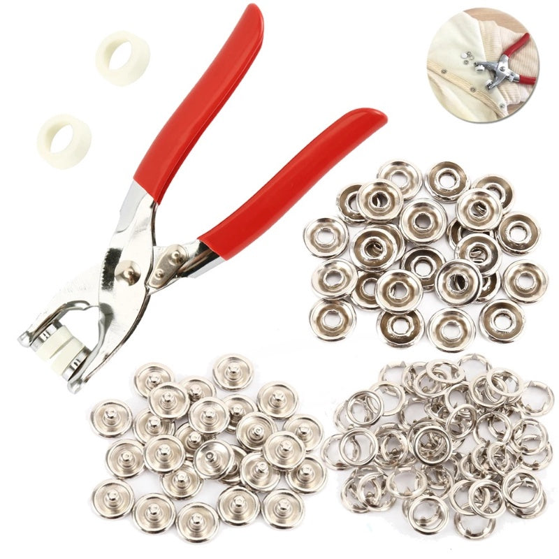 Plier Tool with 50 Sets Metal Snap Buttons – Thickened Snap Fastener Kit for DIY Crafting, Sewing, Leather, Bags, Clothes & Accessories, Durable & Easy to Use Installation